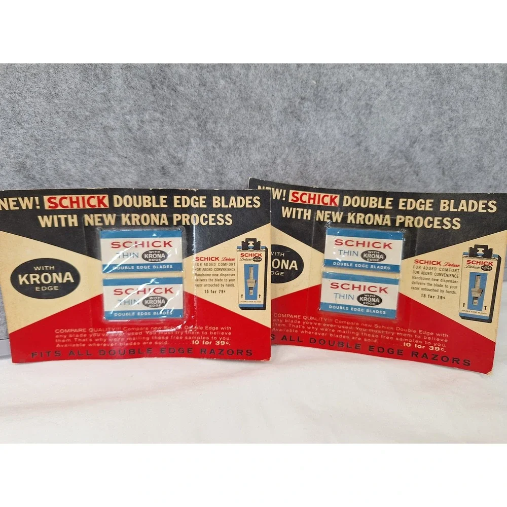 Vintage Schick Krona Edge Double Edge Razor Blades Promotional Sample Mailer